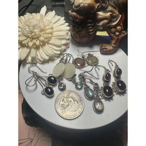 LOT of 5 Pairs of Sterling Silver Dangle Earrings